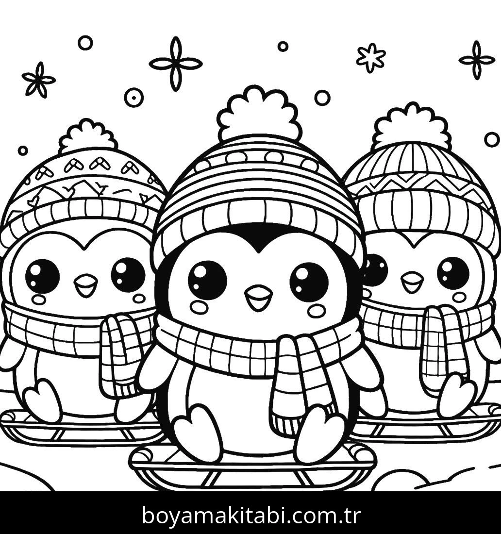 Penguen boyama sayfası – okul öncesi, evde etkinlik