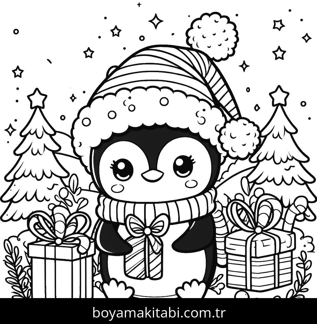 Penguen boyama sayfası – sevimli karakter, sanatsal çalışma
