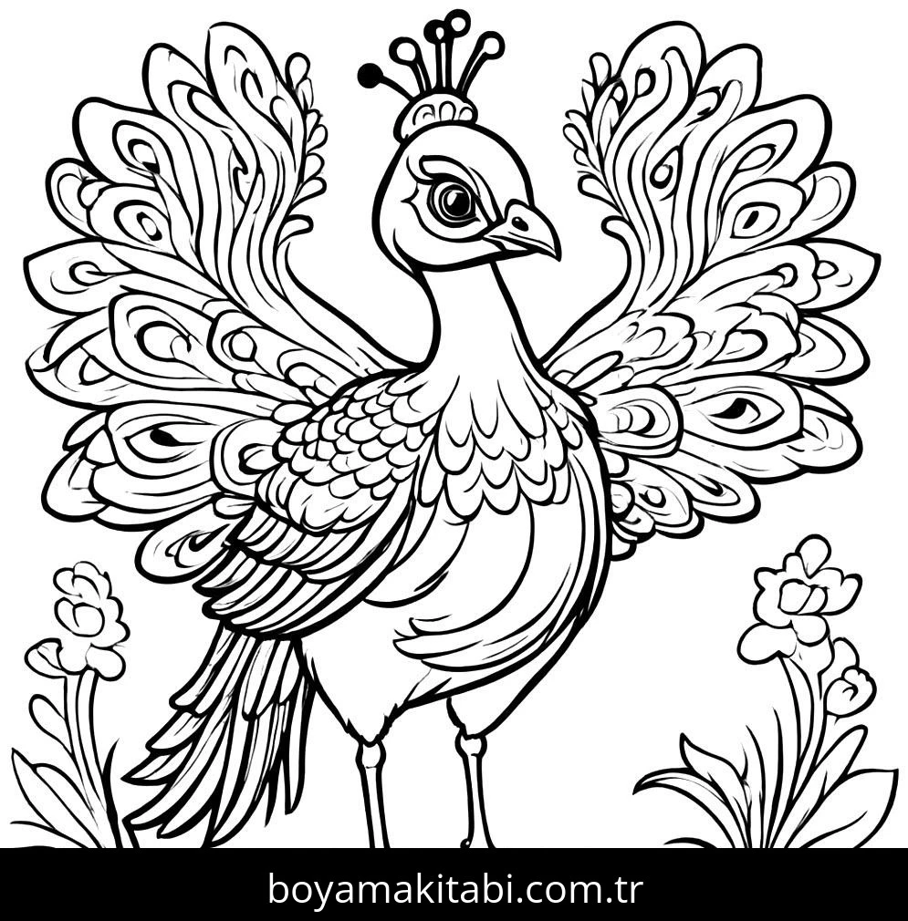 Tavus Kuşu boyama sayfası – yaratıcılık, eğlenceli etkinlik
