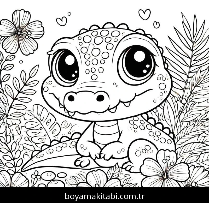 Timsah boyama sayfası – okul öncesi, evde etkinlik