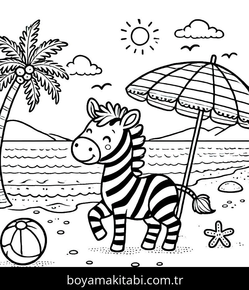 Zebra boyama sayfası – sanatsal çalışma, çocuklar için