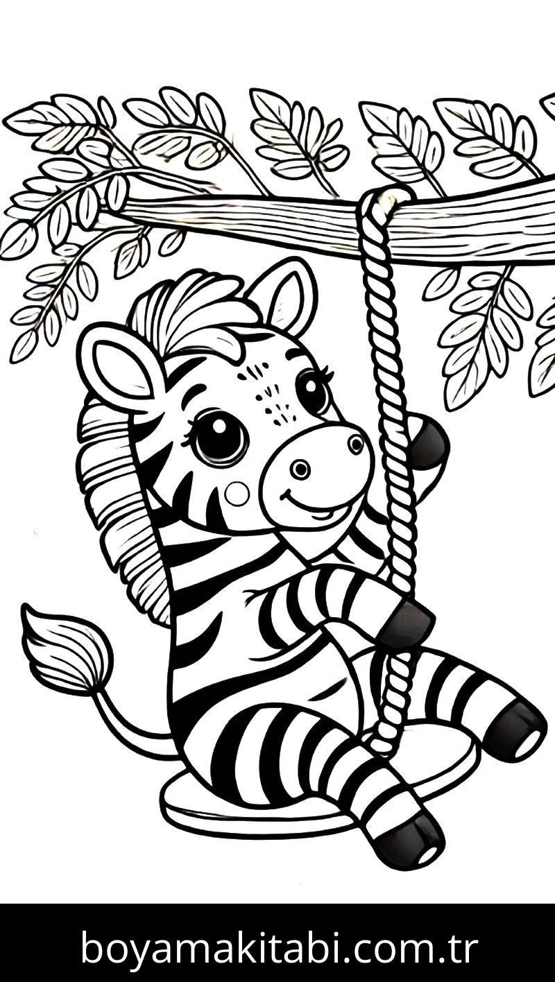 Zebra boyama sayfası – basit çizim, kolay boyama