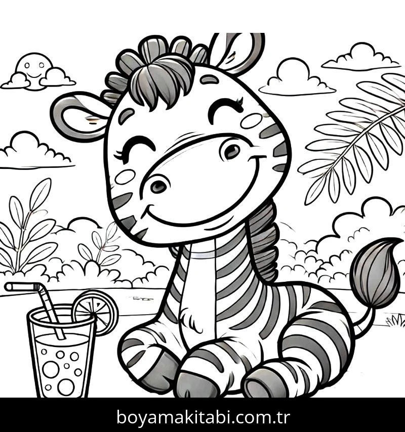 Zebra boyama sayfası – yaratıcılık, eğlenceli etkinlik