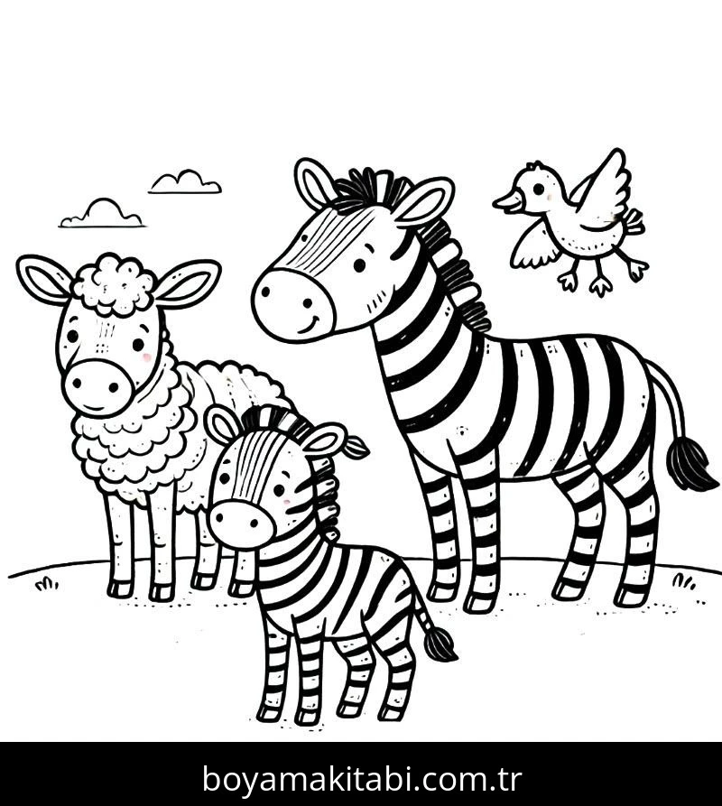 Zebra boyama sayfası – boyama çalışması, yaratıcılığı geliştirir