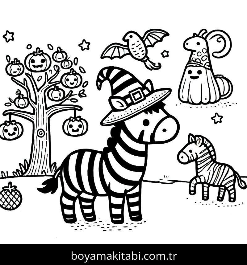 Zebra boyama sayfası – PDF indir, sevimli karakter