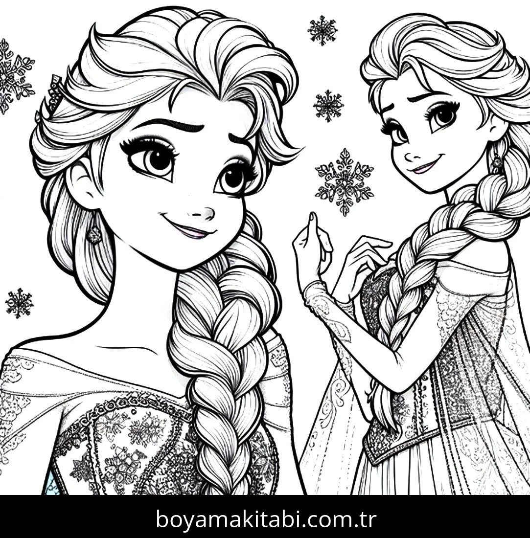 Elsa Ve Anna boyama sayfası – boyama çalışması, yaratıcılığı geliştirir