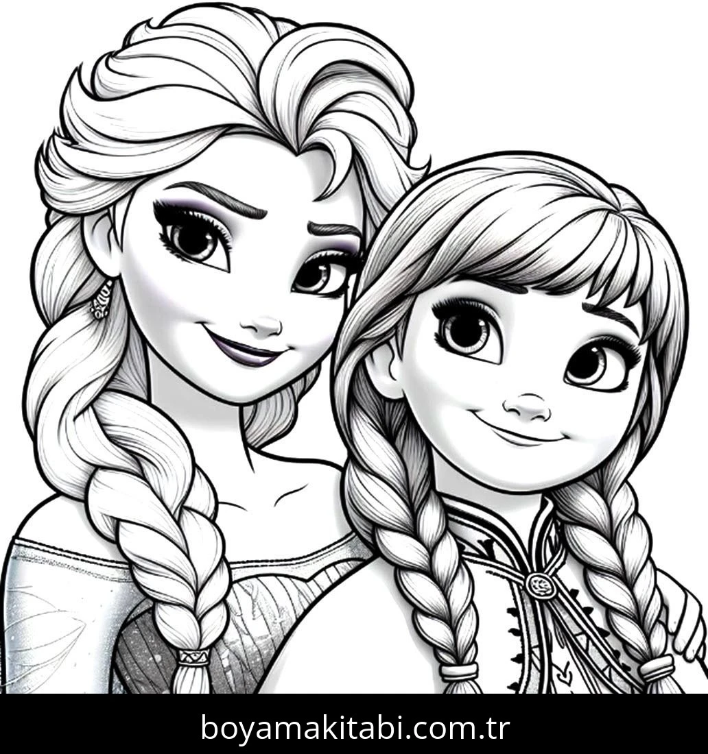 Elsa Ve Anna boyama sayfası – boyama etkinliği, çocuk aktivitesi