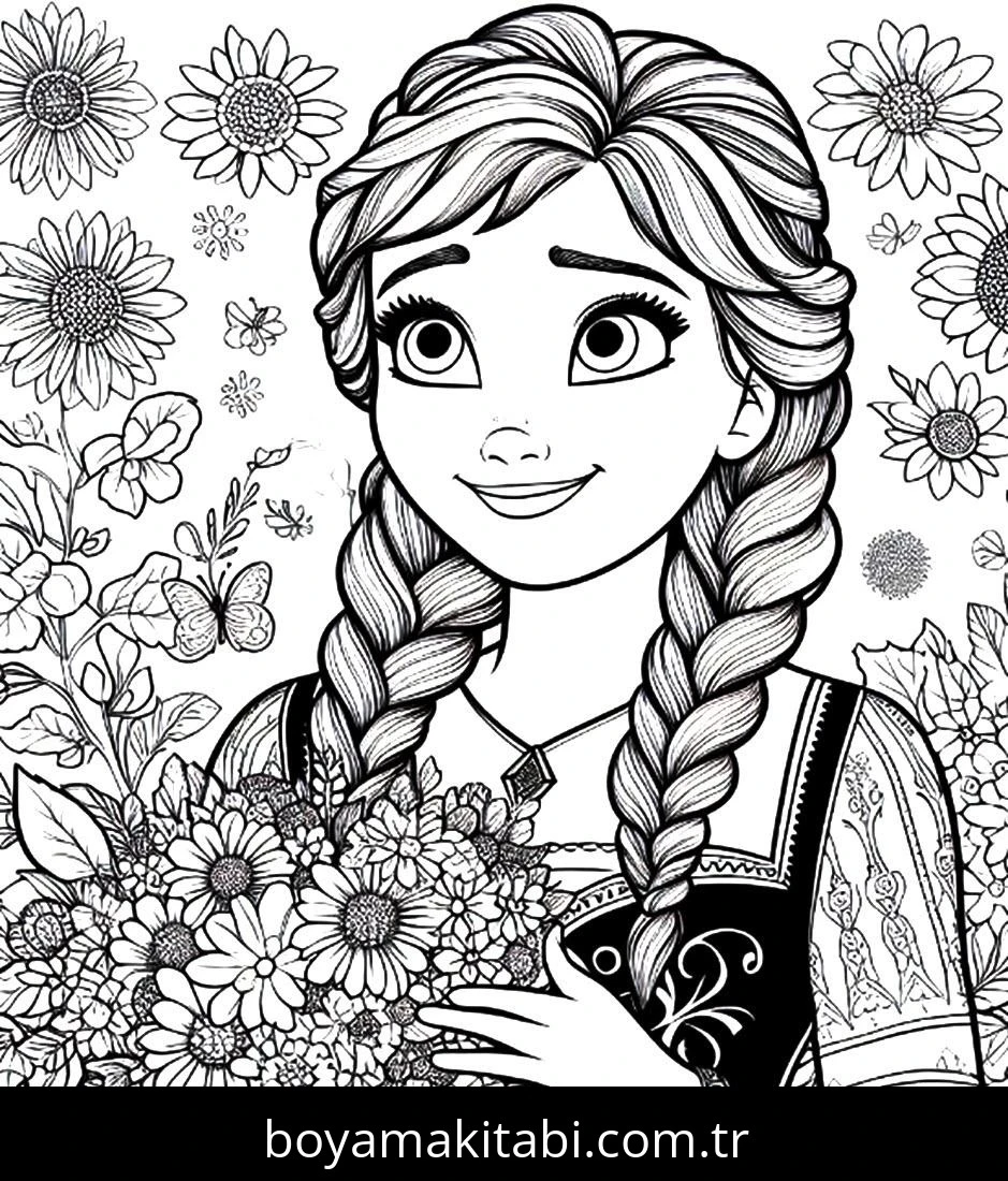 Elsa Ve Anna boyama sayfası – çizgi film temalı, basit çizim