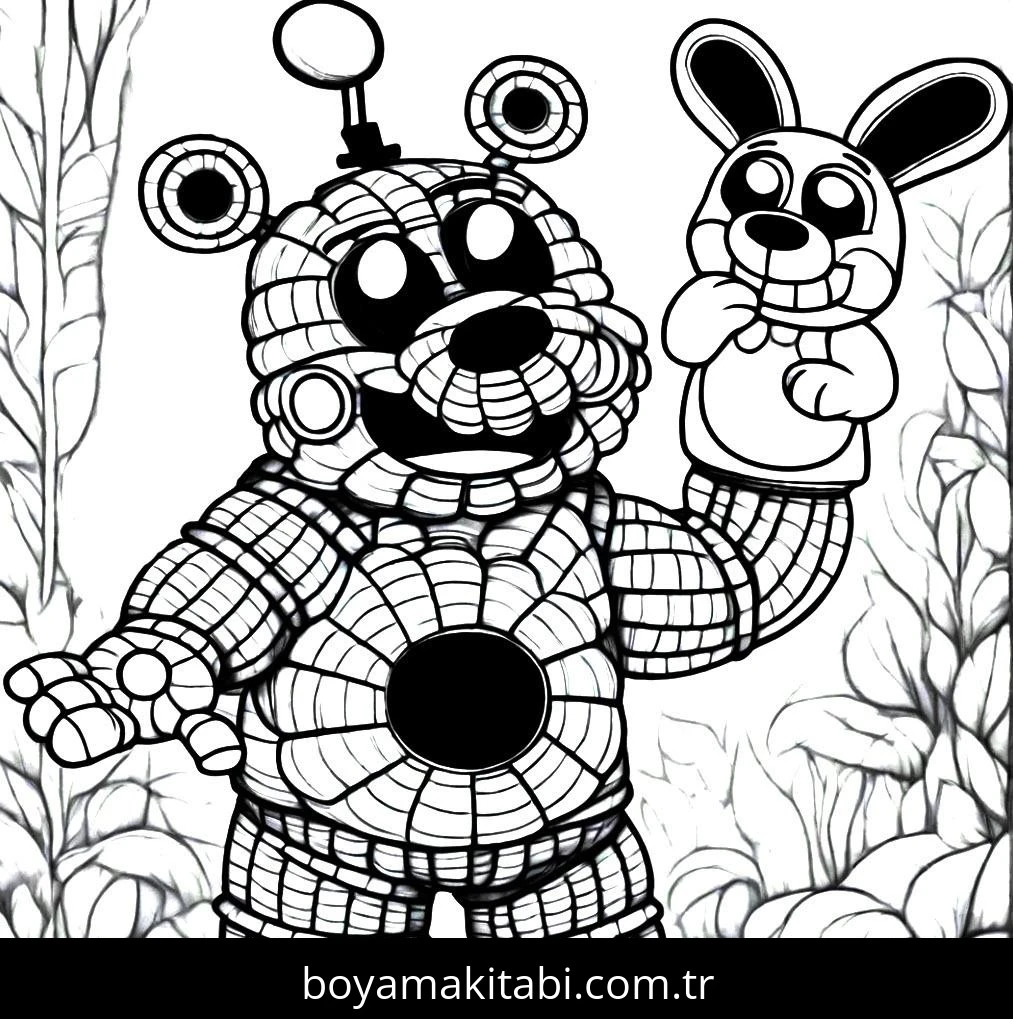 Five Nights at Freddys boyama sayfası – sanatsal çalışma, çocuklar için