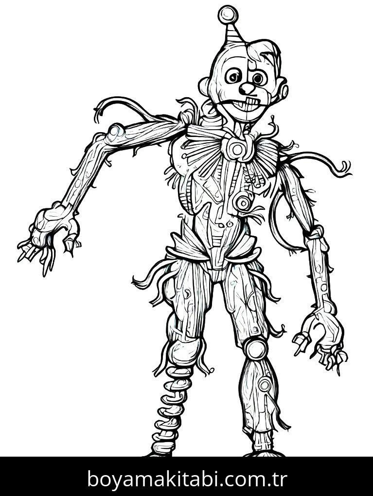 Five Nights at Freddys boyama sayfası – basit çizim, kolay boyama