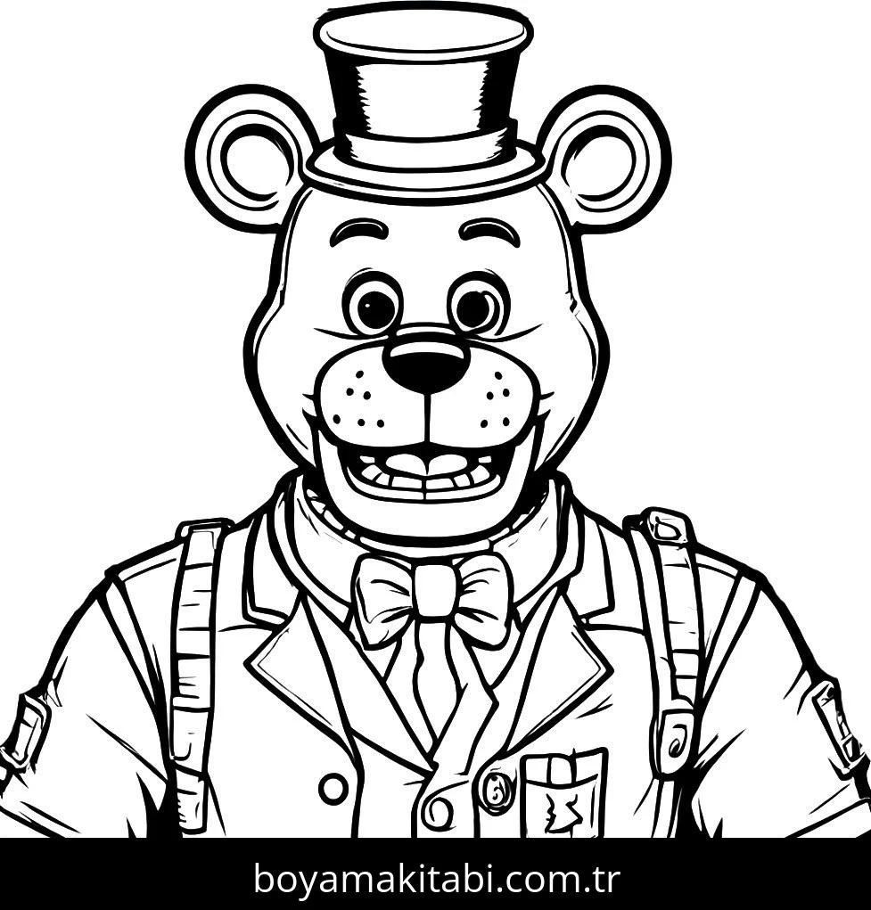 Five Nights at Freddys boyama sayfası – PDF indir, sevimli karakter