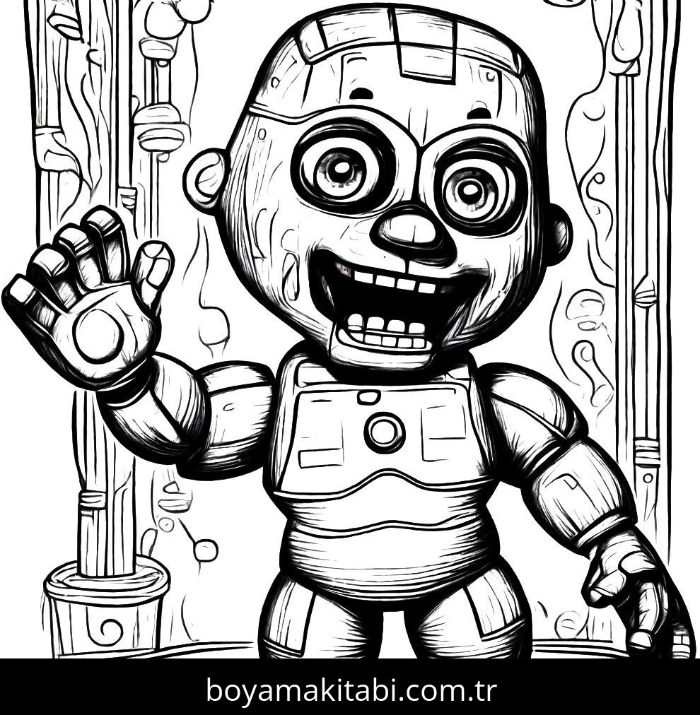 Five Nights at Freddys boyama sayfası – çocuklar için, çizgi film temalı