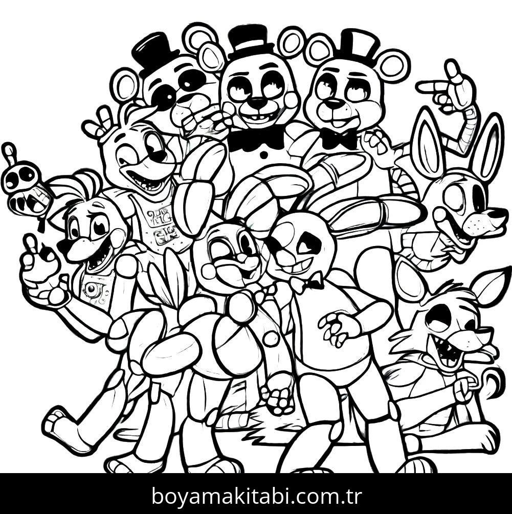 Five Nights at Freddys boyama sayfası – kolay boyama, eğitici aktivite