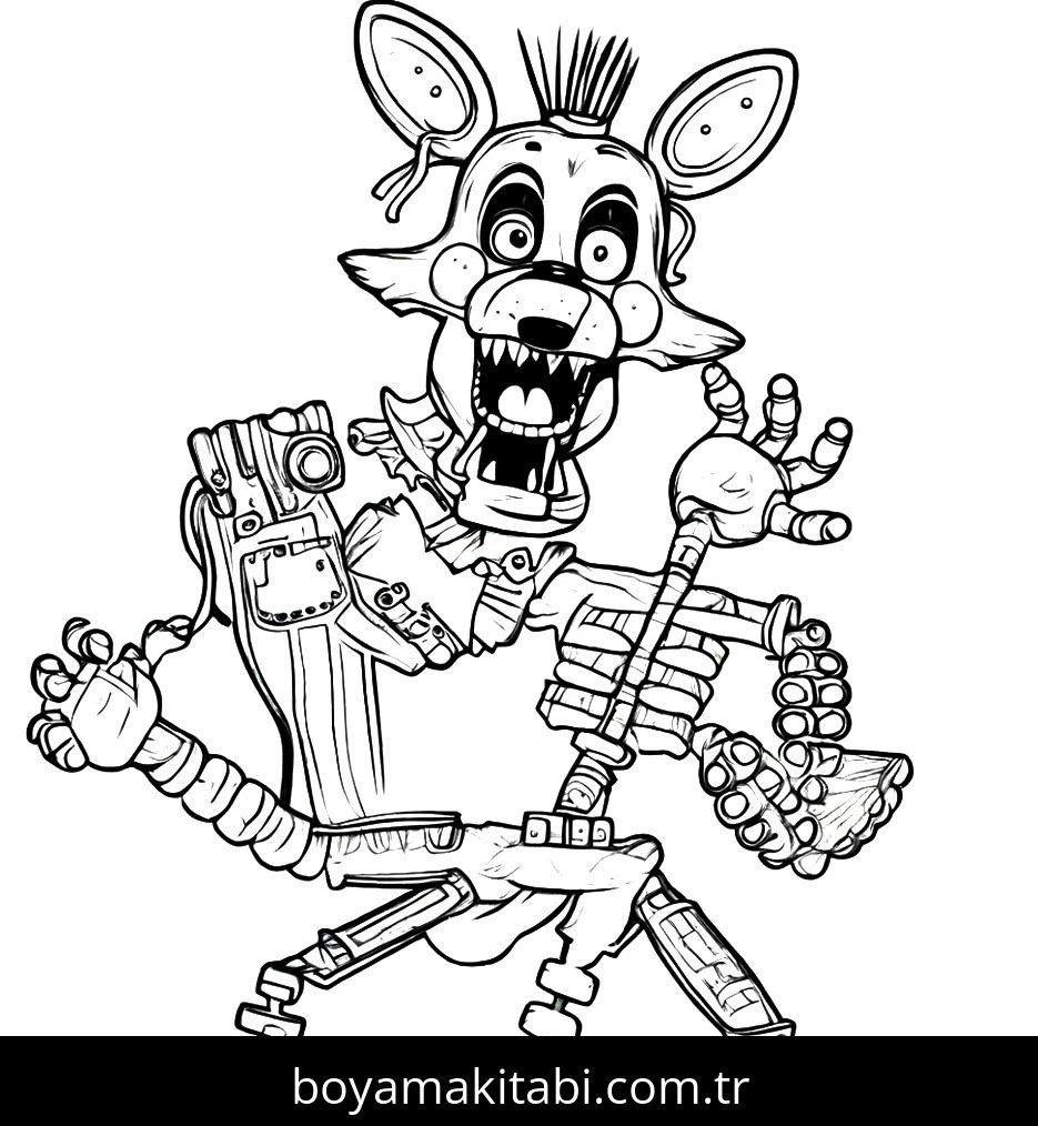 Five Nights at Freddys boyama sayfası – eğlenceli etkinlik, el becerilerini geliştirir