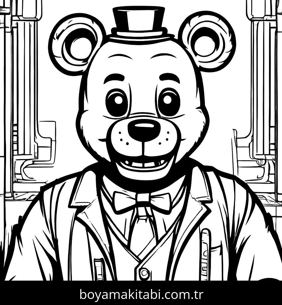 Five Nights at Freddys boyama sayfası – boyama etkinliği, çocuk aktivitesi