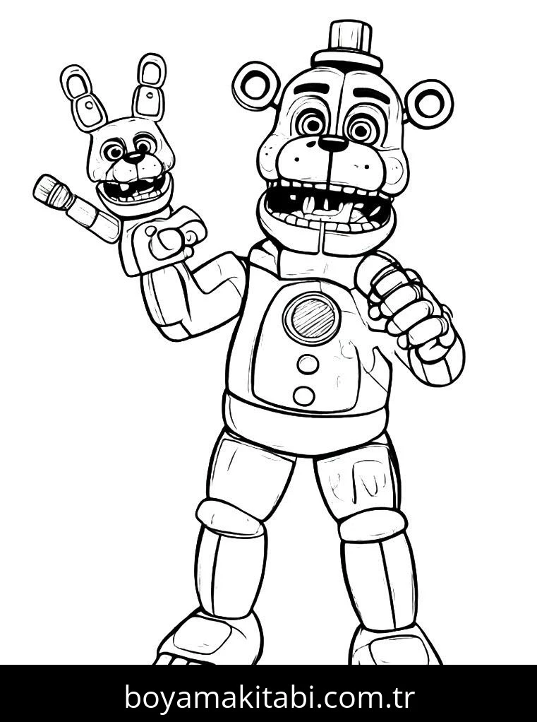 Five Nights at Freddys boyama sayfası – sevimli karakter, sanatsal çalışma