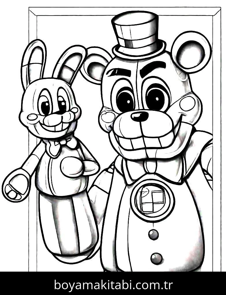 Five Nights at Freddys boyama sayfası – çizgi film temalı, basit çizim