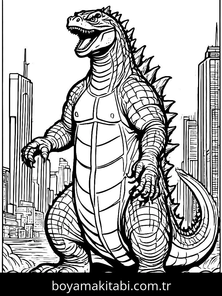 Godzilla boyama sayfası – keyifli zaman, renkli çizimler