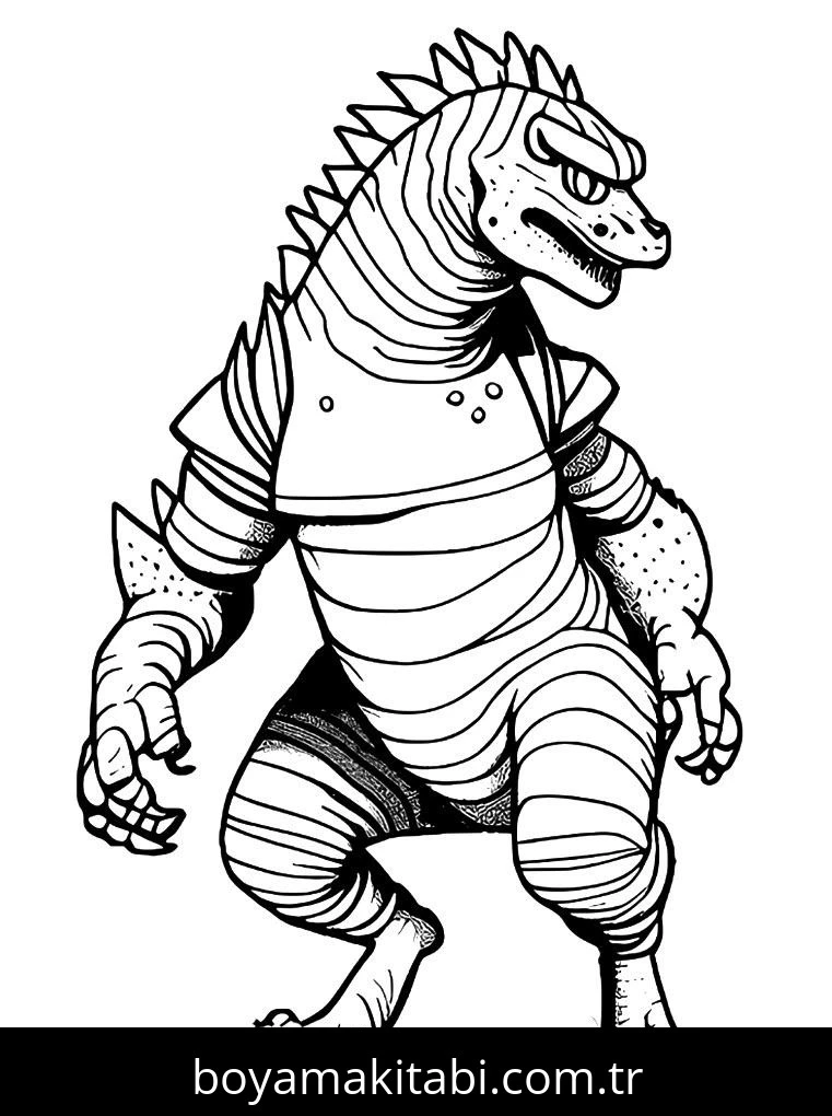 Godzilla boyama sayfası – sanatsal çalışma, çocuklar için
