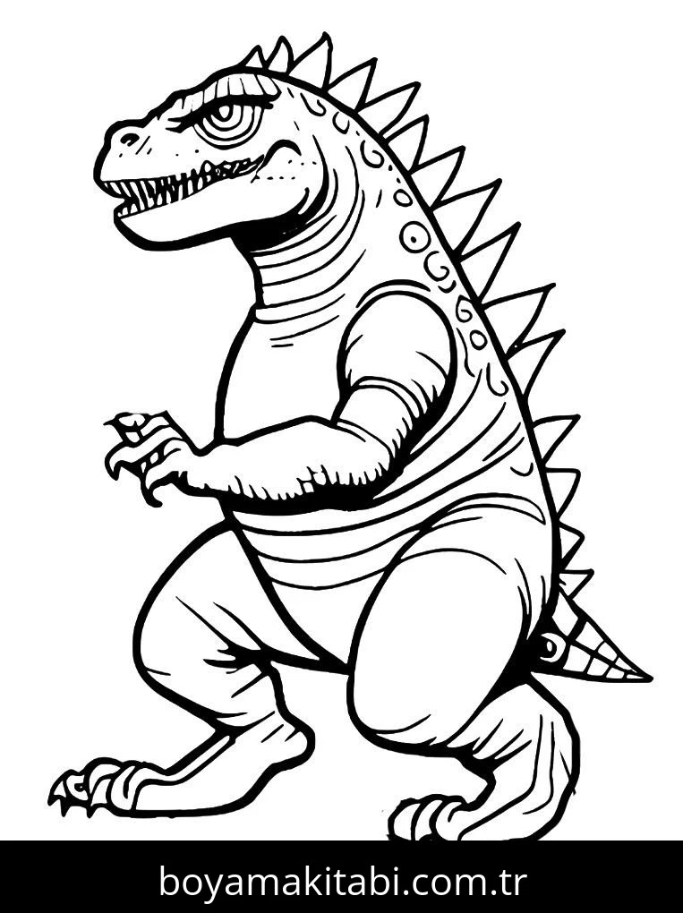 Godzilla boyama sayfası – renkli çizimler, okul öncesi
