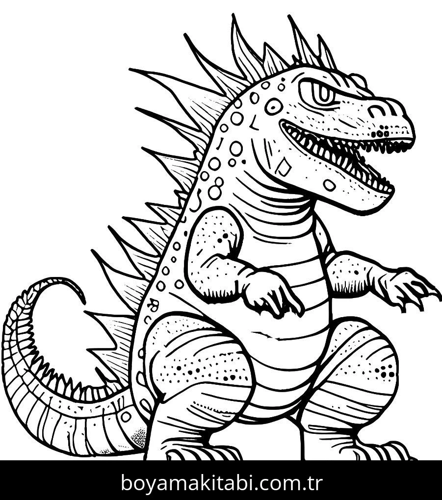 Godzilla boyama sayfası – eğlenceli etkinlik, el becerilerini geliştirir