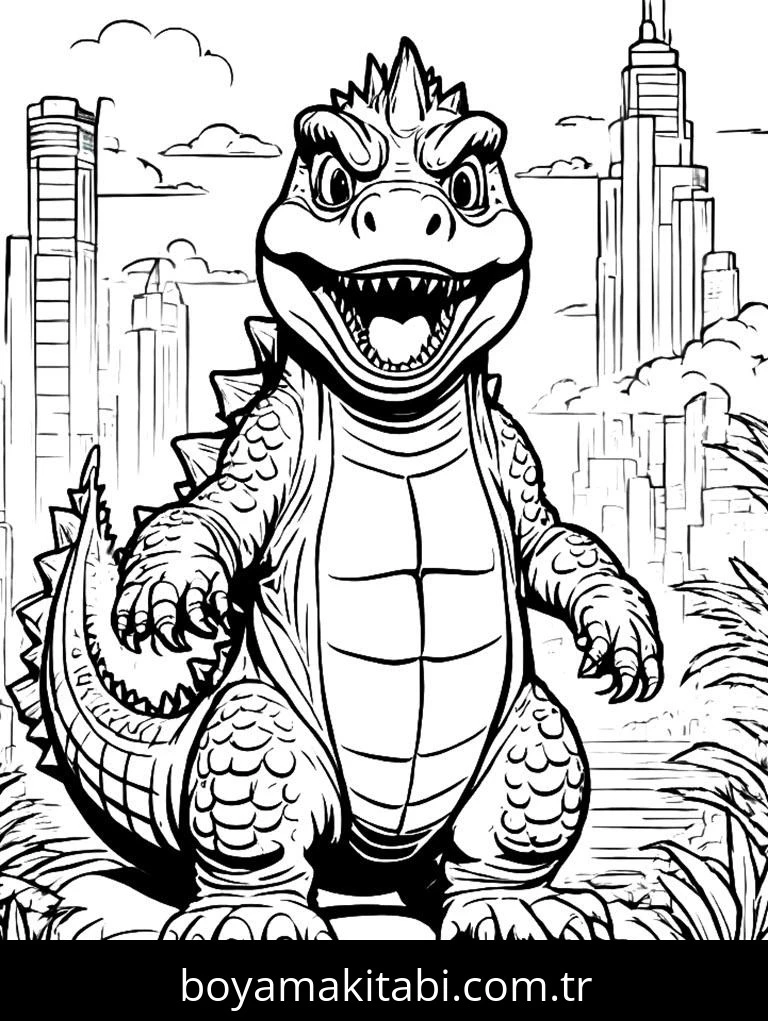 Godzilla boyama sayfası – yaratıcılığı geliştirir, keyifli zaman