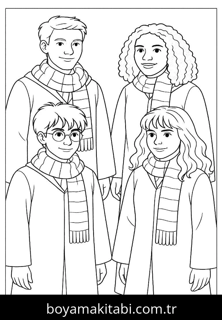 Harry Potter boyama sayfası – çocuk aktivitesi, PDF indir