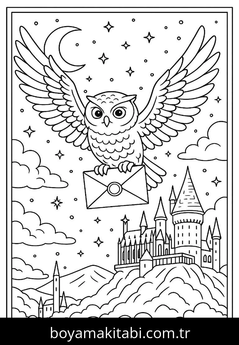 Harry Potter boyama sayfası – yaratıcılık, eğlenceli etkinlik