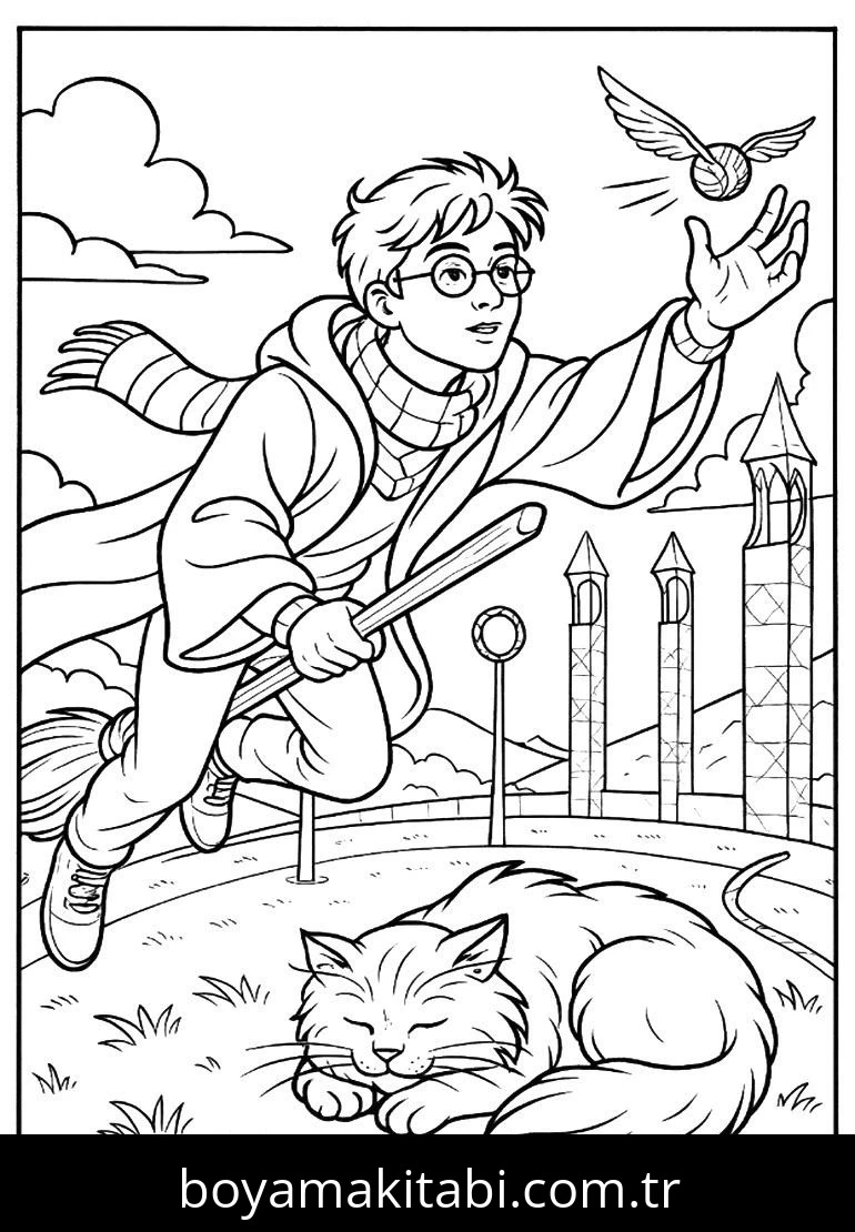 Harry Potter boyama sayfası – PDF indir, sevimli karakter