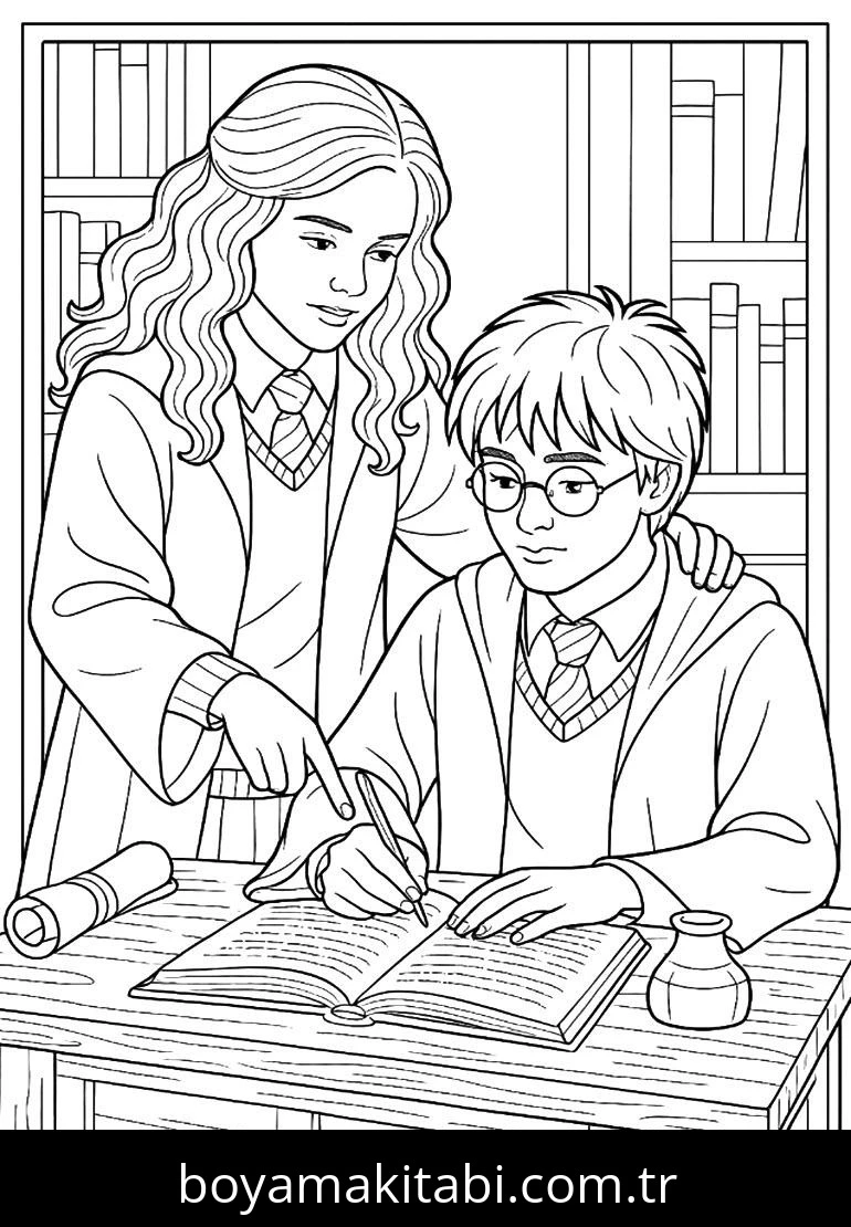 Harry Potter boyama sayfası – kolay boyama, eğitici aktivite