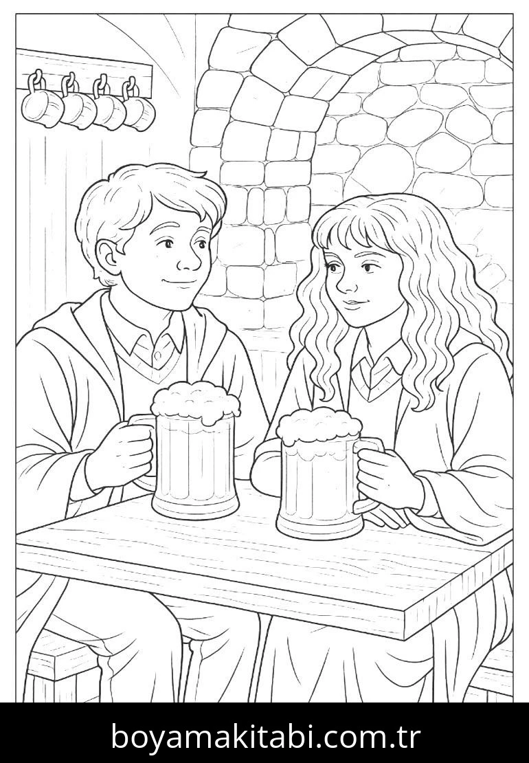 Harry Potter boyama sayfası – çocuk aktivitesi, PDF indir