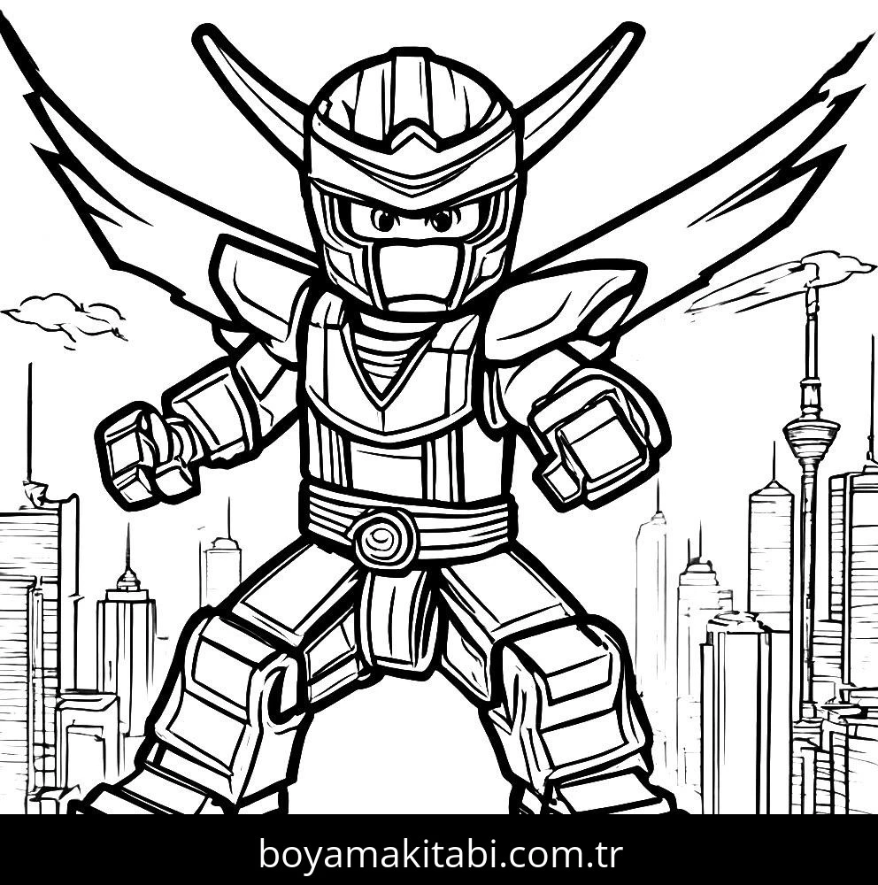 Lego Ninjago boyama sayfası – sevimli karakter, sanatsal çalışma
