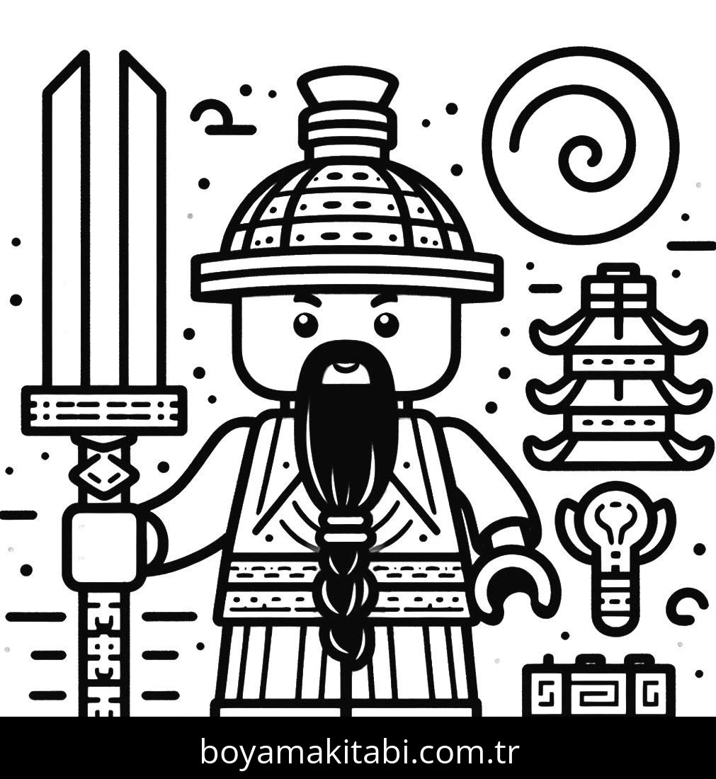 Lego Ninjago boyama sayfası – çizgi film temalı, basit çizim