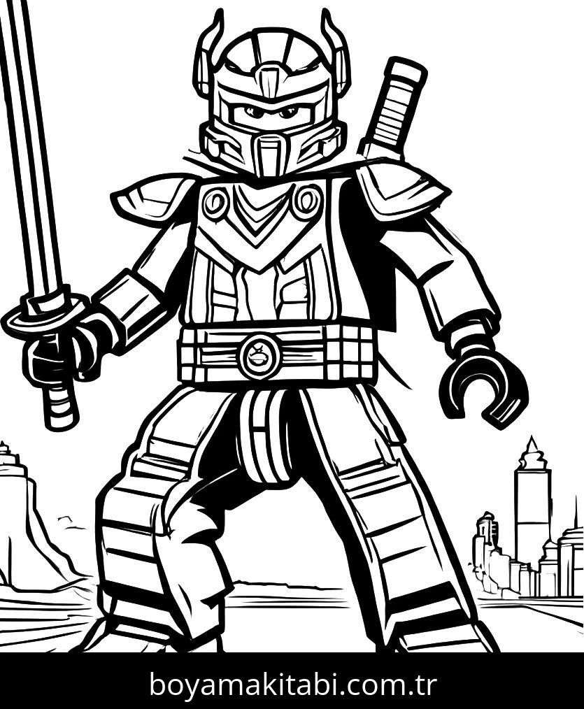 Lego Ninjago boyama sayfası – basit çizim, kolay boyama