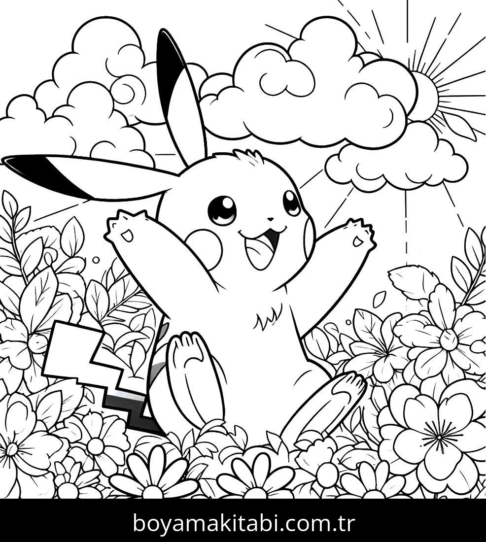 Pikachu boyama sayfası – okul öncesi, evde etkinlik