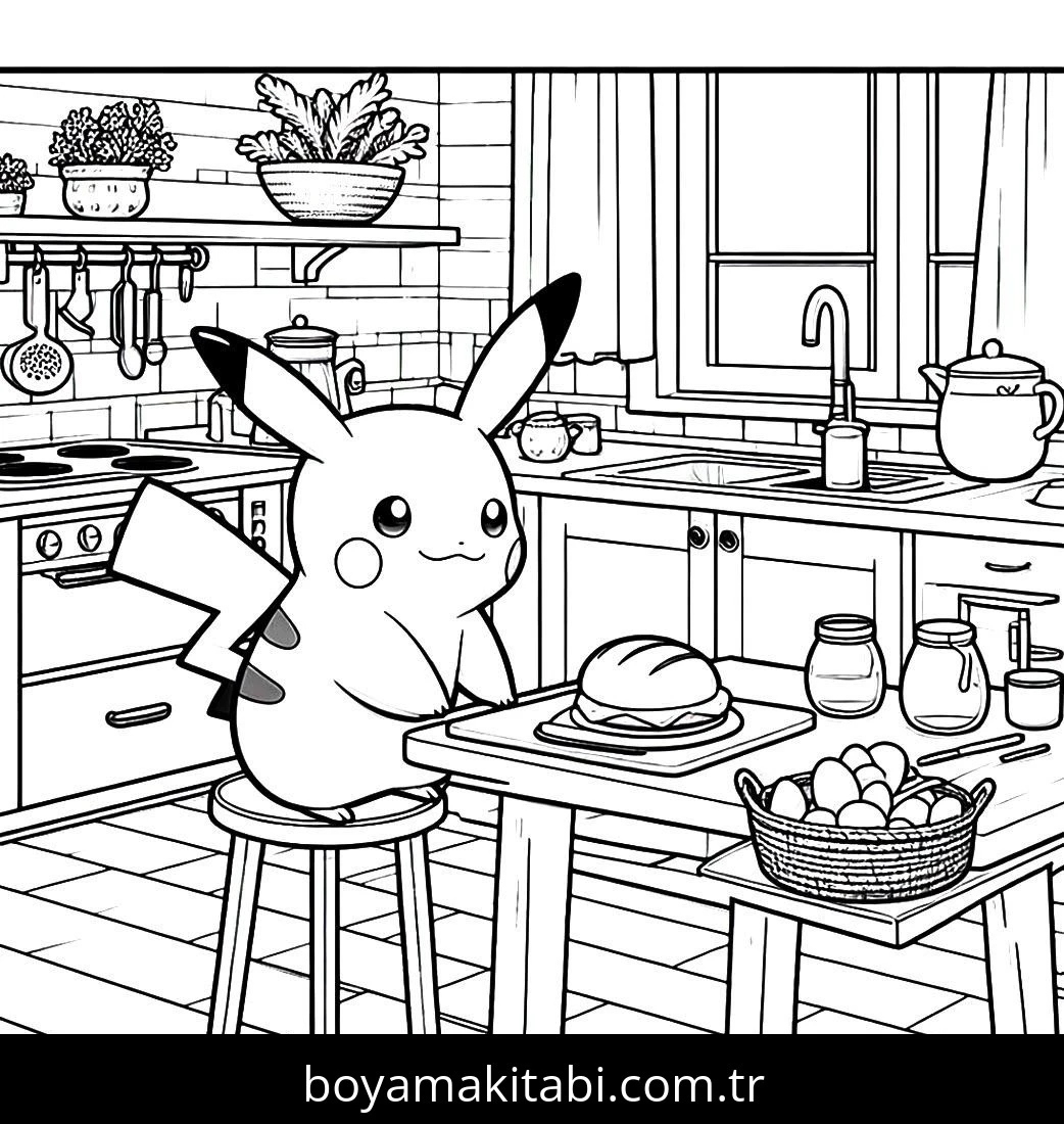 Pikachu boyama sayfası – sevimli karakter, sanatsal çalışma