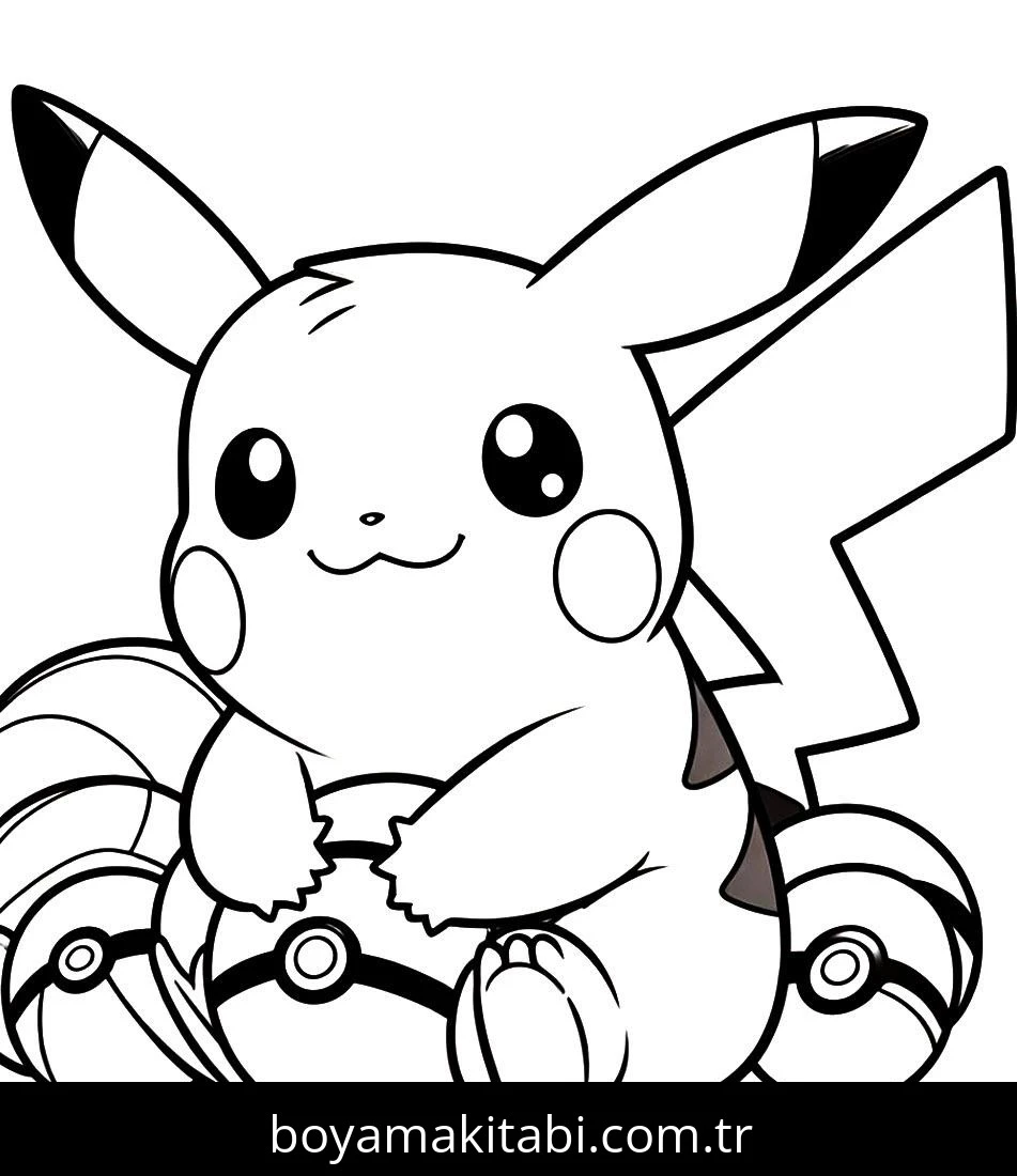Pikachu boyama sayfası – çizgi film temalı, basit çizim