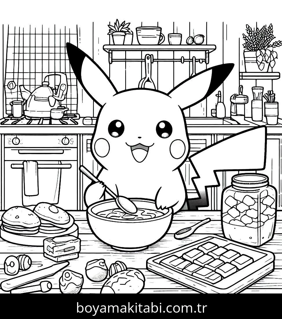 Pikachu boyama sayfası – el becerilerini geliştirir, boyama çalışması