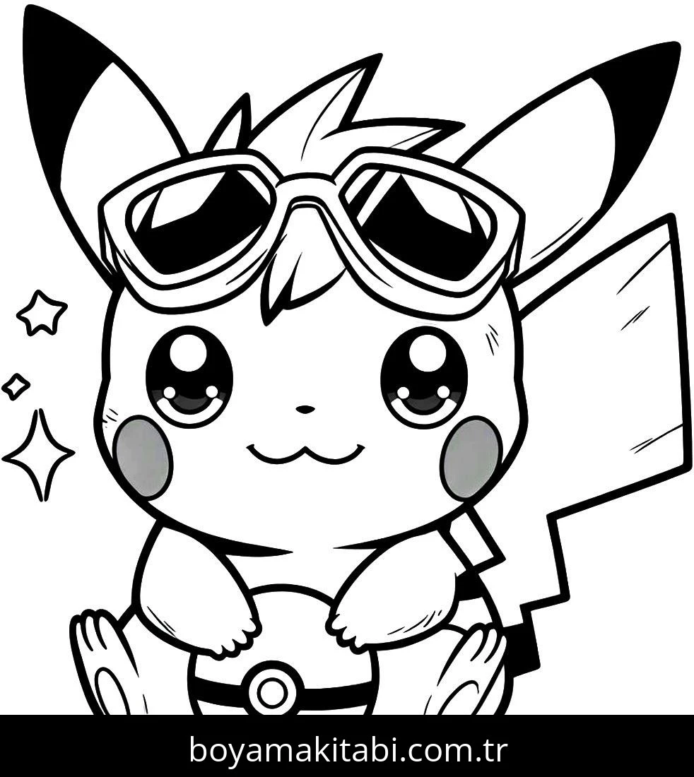Pikachu boyama sayfası – basit çizim, kolay boyama