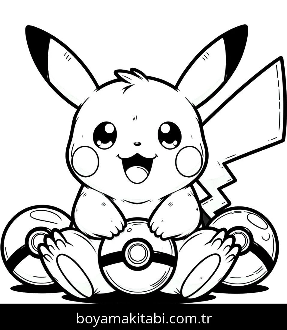 Pikachu boyama sayfası – renkli çizimler, okul öncesi