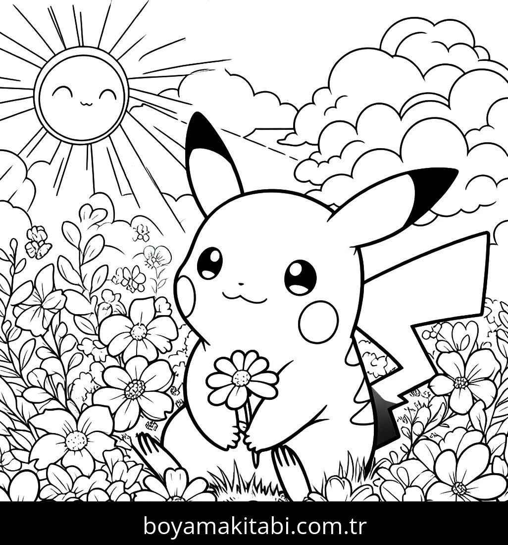 Pikachu boyama sayfası – PDF indir, sevimli karakter