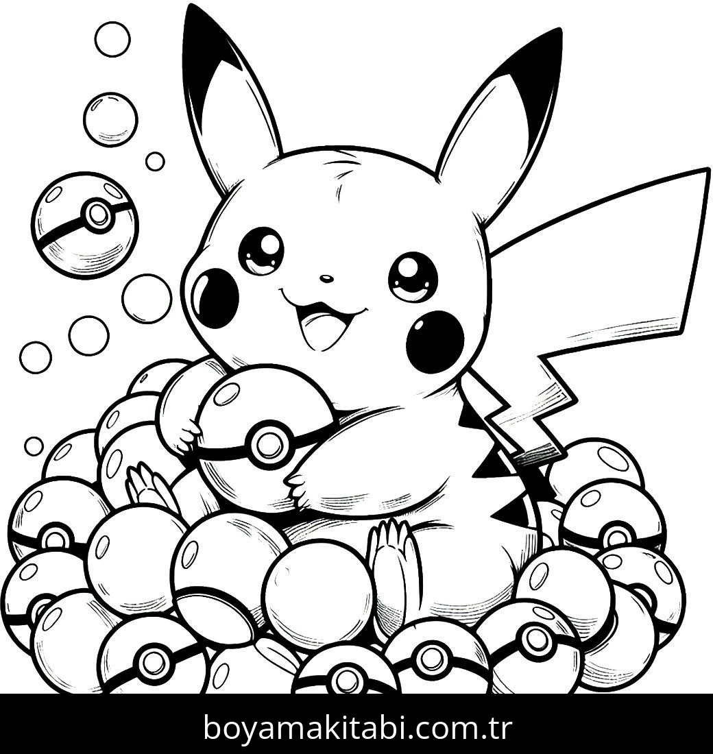 Pikachu boyama sayfası – çocuklar için, çizgi film temalı