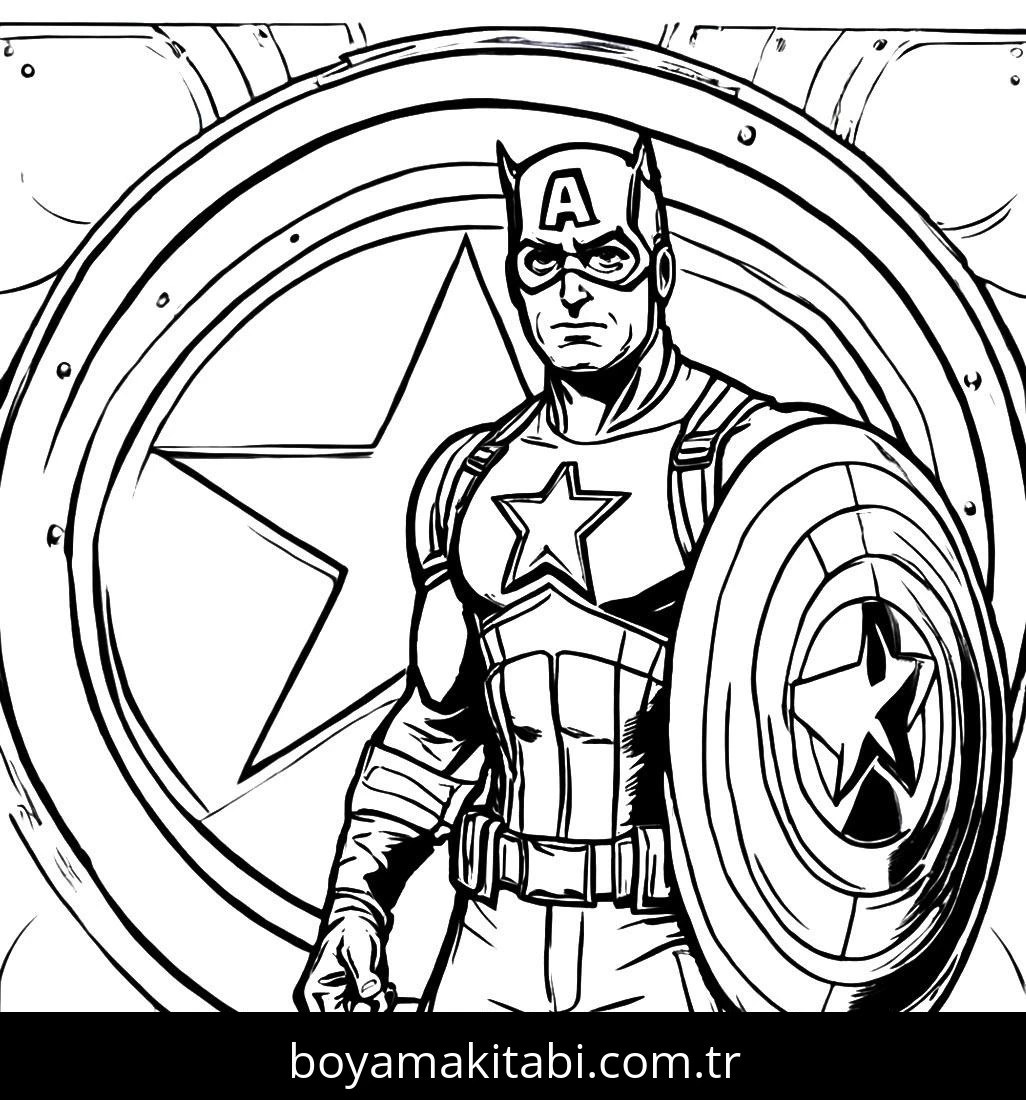 Captain America boyama sayfası – yaratıcılığı geliştirir, keyifli zaman