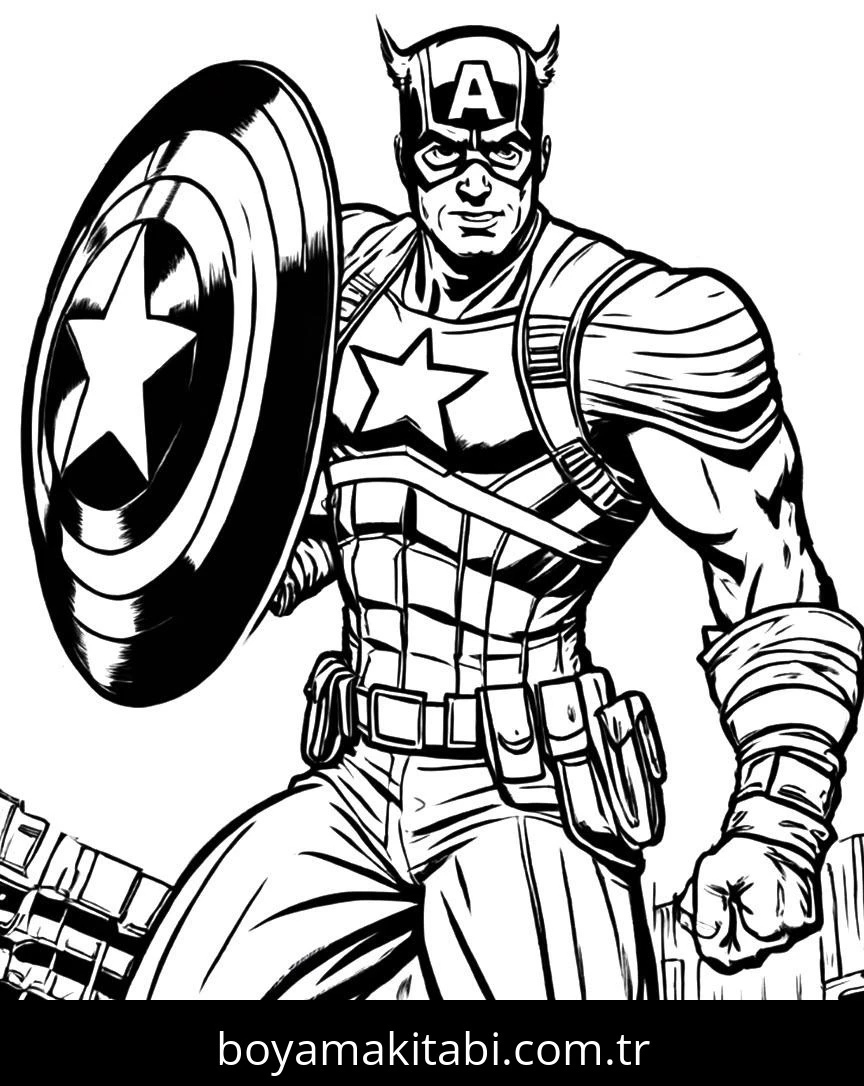 Captain America boyama sayfası – okul öncesi, evde etkinlik
