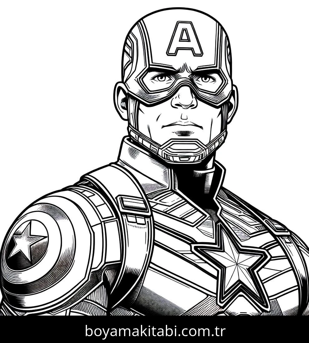 Captain America boyama sayfası – boyama etkinliği, çocuk aktivitesi