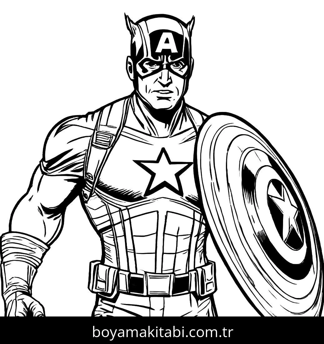 Captain America boyama sayfası – el becerilerini geliştirir, boyama çalışması