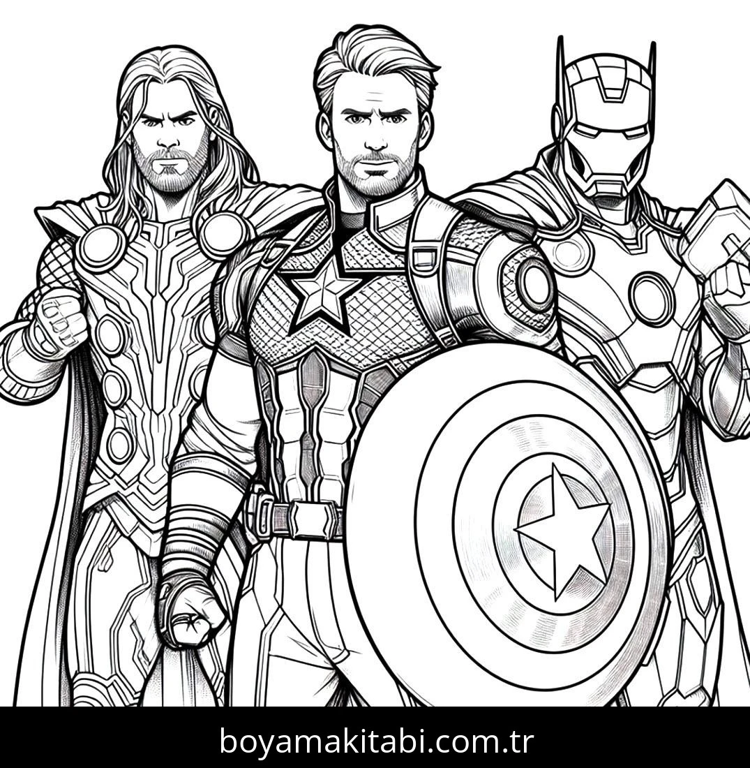 Captain America boyama sayfası – keyifli zaman, renkli çizimler