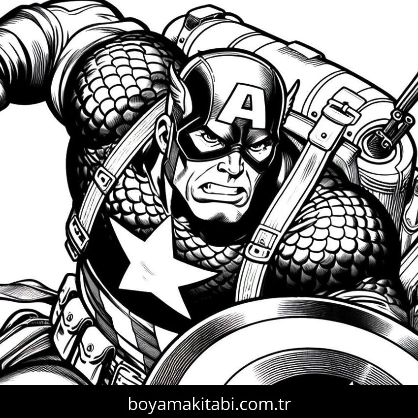 Captain America boyama sayfası – sanatsal çalışma, çocuklar için