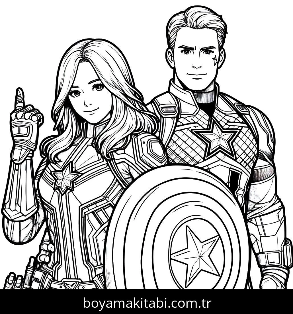 Captain America boyama sayfası – yaratıcılık, eğlenceli etkinlik