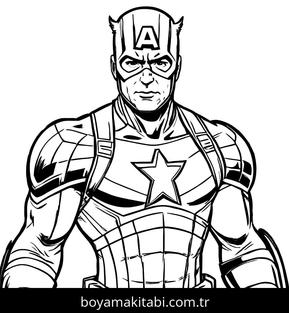 Captain America boyama sayfası – boyama çalışması, yaratıcılığı geliştirir